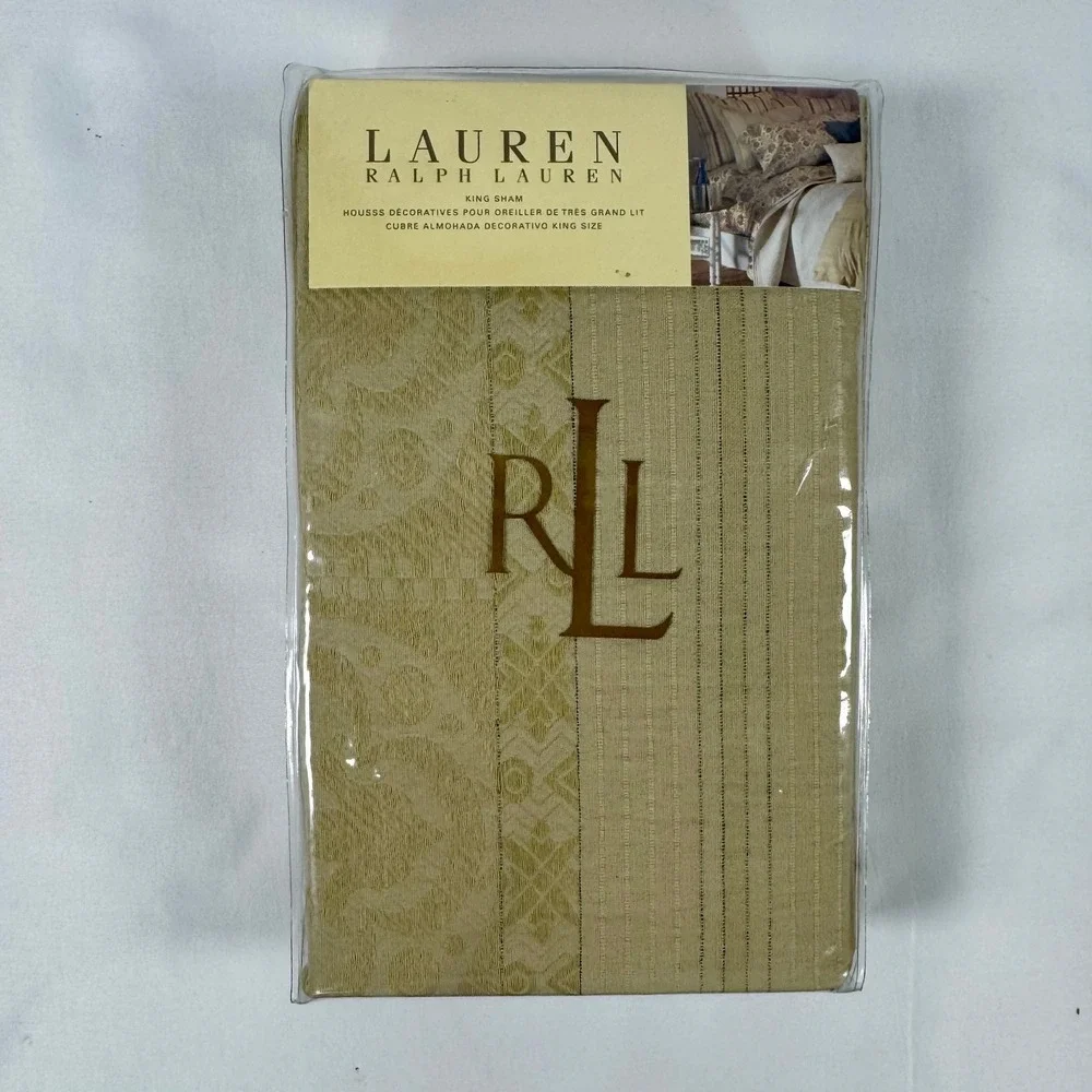 Lauren Ralph Lauren Marrakesh Jacquard King Sham Tan Multi Cotton Bohemian New